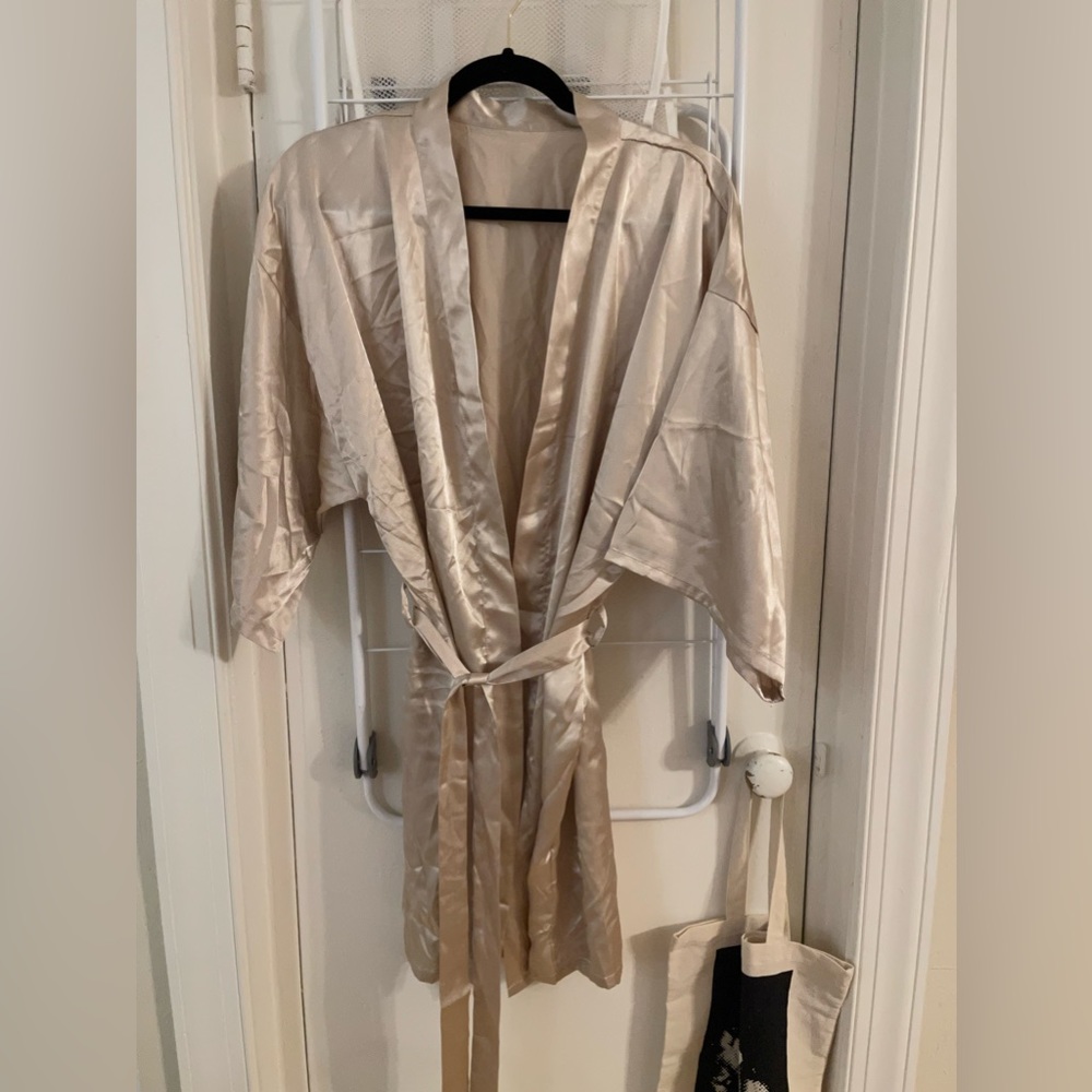Satin Champagne-colored Robe